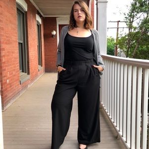 Black Tie Waist Wide Leg Pant